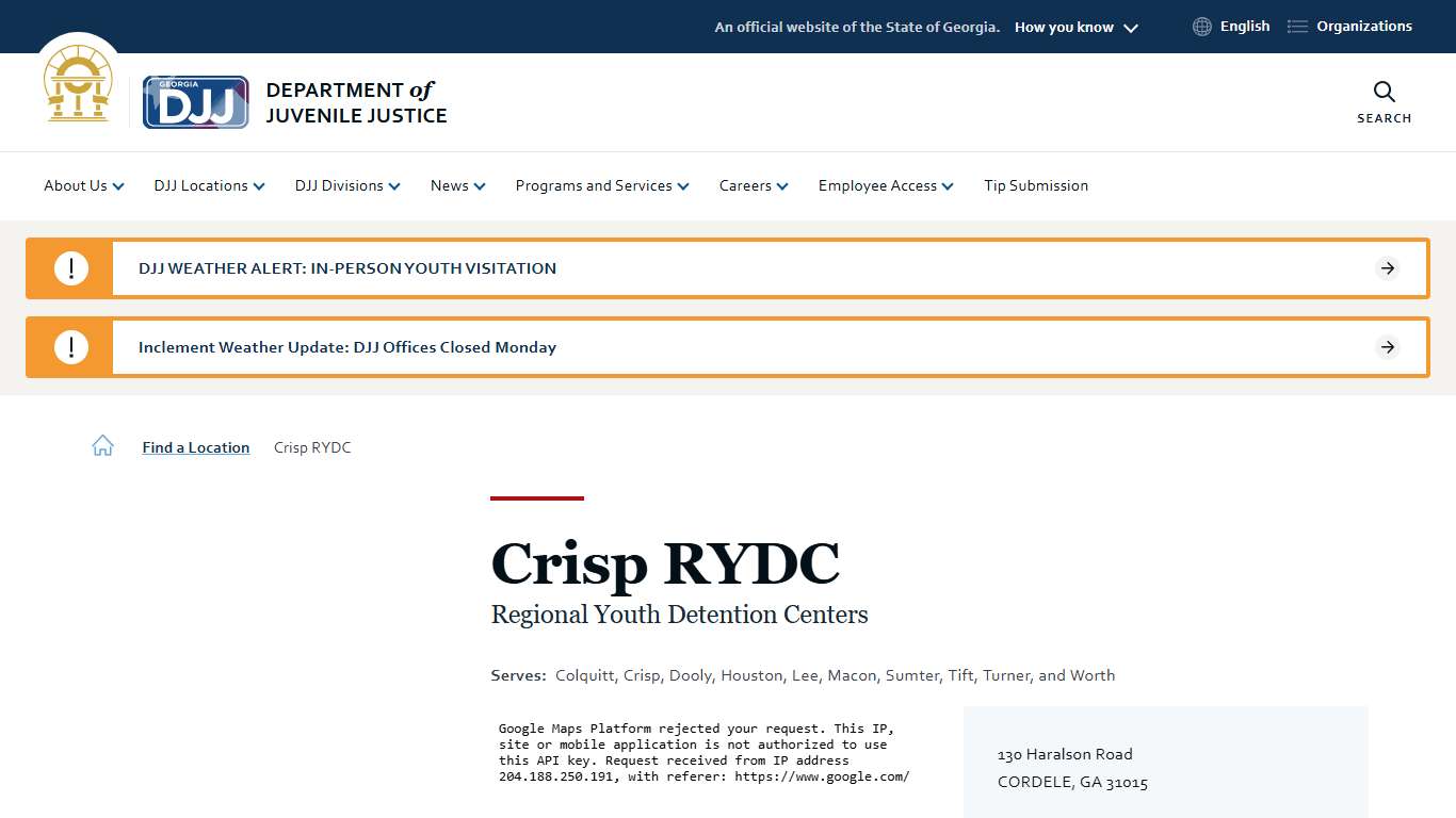 Crisp RYDC Department of Juvenile Justice
